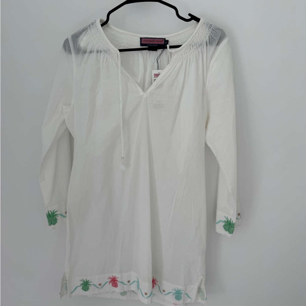 Vineyard Vines White Embroidered Beach Coverup